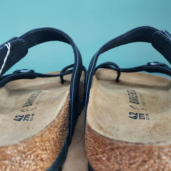 Birkenstock Black Leather Sandals Women Size 11 (EU 42) Or Men's Size 9 NWT - Picture 14 of 16
